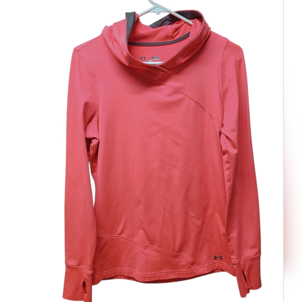 Under Armour Womens Fitted Coldgear Fleece Lined hooded Long Sleeve Top Medium